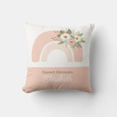 Floral rose arc-en-ciel Nom personnalisé Coussin (Recto)