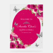 Floral rose Argent Tiara Papillon Quinceañera (Recto)