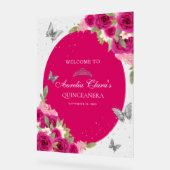 Floral rose Argent Tiara Papillon Quinceañera (Angle)