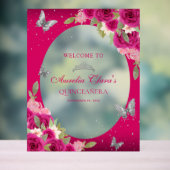 Floral rose Argent Tiara Papillon Quinceañera (Neutre)