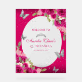 Floral rose Argent Tiara Papillon Quinceañera (Recto)