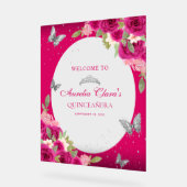 Floral rose Argent Tiara Papillon Quinceañera (Angle)