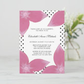 Floral rose avec points Invitation de douche nupti (Debout devant)