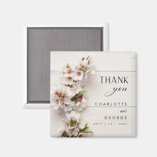 Floral rose blanc | Magnet de faveurs de mariage (Recto/Verso)