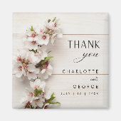 Floral rose blanc | Magnet de faveurs de mariage (Devant)