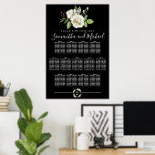 Floral Rose blanc sur tableau noir 13 tables (Bureau à domicile)