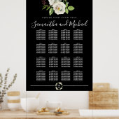 Floral Rose blanc sur tableau noir 16 tables (Cuisine)
