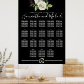 Floral Rose blanc sur tableau noir 18 tables (Cuisine)