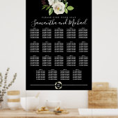 Floral Rose blanc sur tableau noir 19 tables (Cuisine)