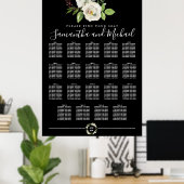 Floral Rose blanc sur tableau noir 19 tables (Bureau à domicile)