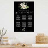 Floral rose blanc sur tableau noir 6 tables (Cuisine)