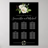 Floral rose blanc sur tableau noir 6 tables (Devant)