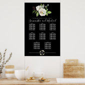 Floral rose blanc sur tableau noir 8 tables (Cuisine)