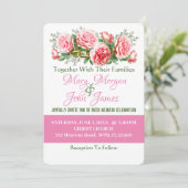 Floral Rose, Blanc & Vert Invitation Mariage (Debout devant)