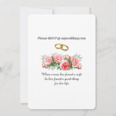 Floral Rose, Blanc & Vert Invitation Mariage (Dos)