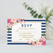 Floral rose Bleu Grandes Mariage RSVP Repas (Debout devant)