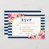 Floral rose Bleu Grandes Mariage RSVP Repas (Devant / Derrière)