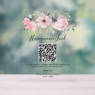 Floral Rose Bloom Honeymoon Fund QR Code