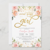 Floral Rose Blush Baby shower Invitation fille (Devant)