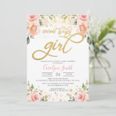 Floral Rose Blush Baby shower Invitation fille (Debout devant)