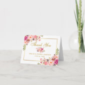 Floral Rose Blush Gold Mariage Merci note (Devant)