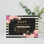Floral rose Blush or noir Mariage RSVP (Debout devant)
