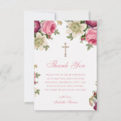 Floral rose | Carte de remerciements du baptême (Devant)