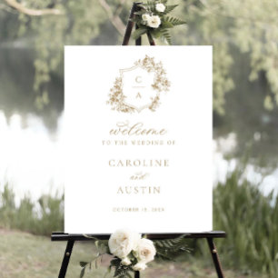 Floral Rose Crest Affiche de bienvenue Mariage