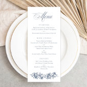 Floral Rose Dusty Blue Mariage Menu