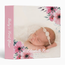 Floral rose élégant de nouvelle de bébé première
