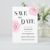 Floral rose Enregistrer la date Invitation (Debout devant)