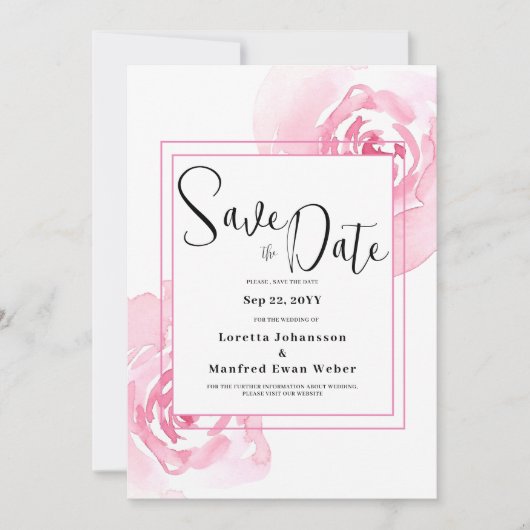 Floral rose Enregistrer la date Invitation (Devant)