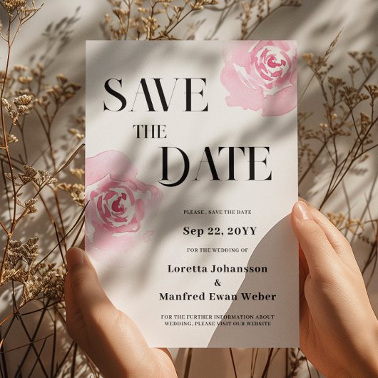Floral rose Enregistrer la date Invitation