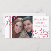 Floral rose Enregistrer la date Mariage Cartes pho (Devant)