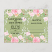 Floral rose et blanc Enregistrer la date Carte pos (Dos)