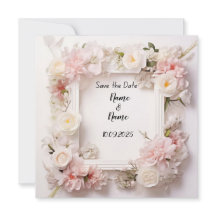 Floral rose et blanc faire-part de mariage