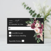 Floral rose et bourgogne 7 non Repas RSVP - Noir V (Debout devant)