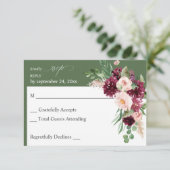 Floral rose et bourgogne 7 non Repas RSVP - Vert (Debout devant)