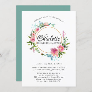 Floral rose et couronne d'or Invitations Christeni