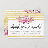 Floral rose et doré doré Merci rayé moderne (Devant / Derrière)