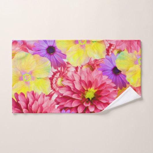 Floral rose et jaune (Serviette à main)