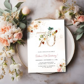 Floral rose et or 70e anniversaire Invitation