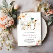 Floral rose et or 80e anniversaire Invitation