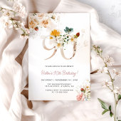 Floral rose et or 90e anniversaire Invitation