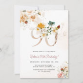 Floral rose et or 90e anniversaire Invitation (Devant)