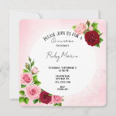 Floral rose et rouge Roses Quinceanera Invitation (Devant)