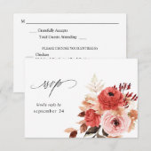 Floral rose et rouge w Repas RSVP (Devant / Derrière)