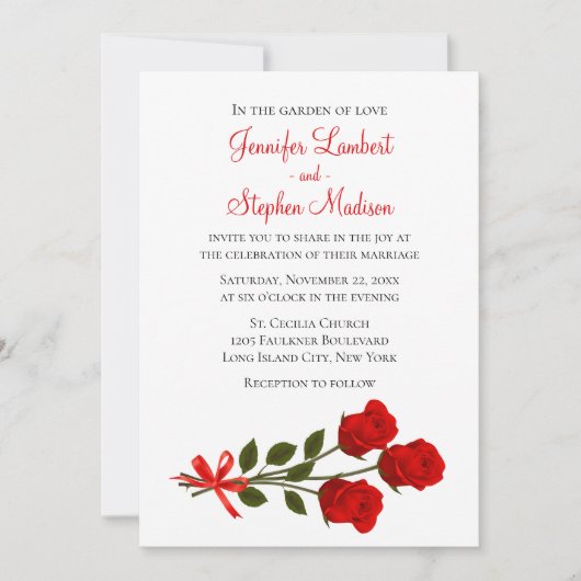 Floral Rose Faire-part de mariage (Devant)