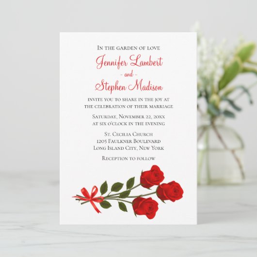 Floral Rose Faire-part de mariage (Debout devant)