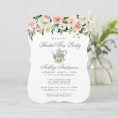 Floral rose Fête des mariées Tea Party Invitation  (Debout devant)